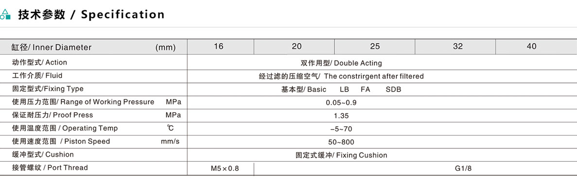 EMA 不锈钢迷你气缸 （基本型）